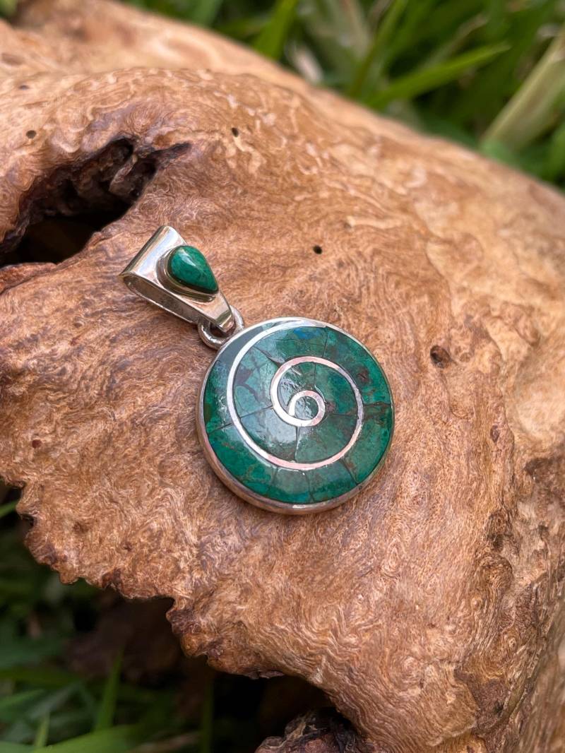 Silber Grün Chrysokoll Anhänger von ArtAndean