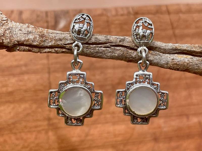 Silber Und Perlmutt Chakana Ohrringe Mit Inka Geschichte Heilung Gott Tumi von ArtAndean