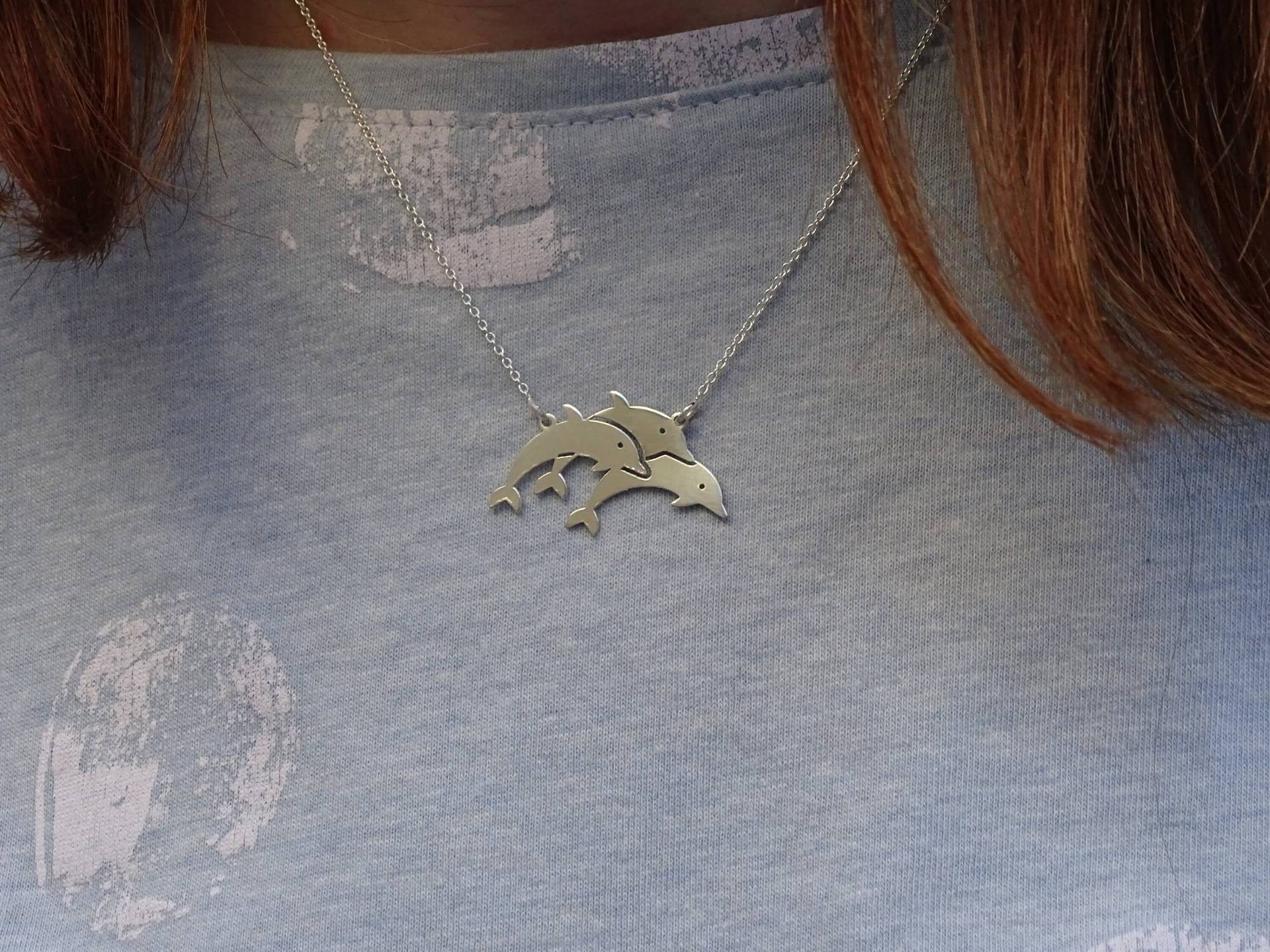 Delfine Kette, 925 Sterling Silber, Delphin Anhänger, Tier Handgemachter Schmuck, Liebhaber, Geschenk Für Sie von ArtAngelStreet