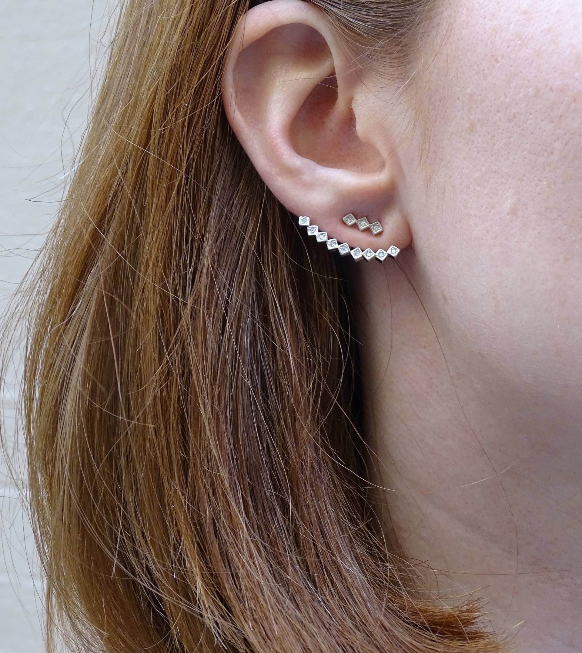 Zierliche Ohr Jacken, Zc Minimal-Ohrringe, Ohrstecker Jacke, Geschenk Für Sie von ArtAngelStreet