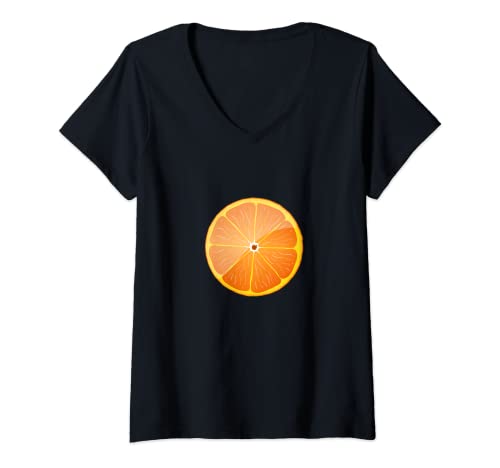 Damen Orangenfrucht T-Shirt mit V-Ausschnitt von ArtAttack