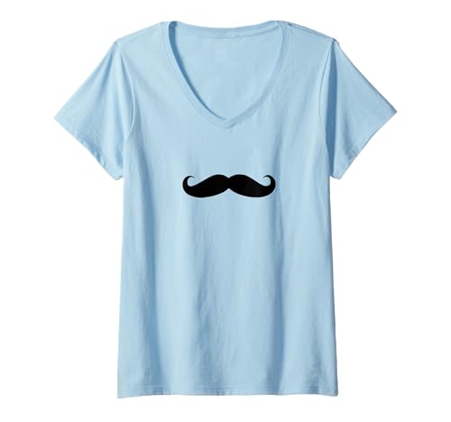 Damen Schnurrbart T-Shirt mit V-Ausschnitt von ArtAttack