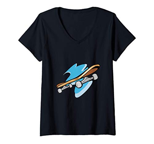 Damen Skateboard T-Shirt mit V-Ausschnitt von ArtAttack