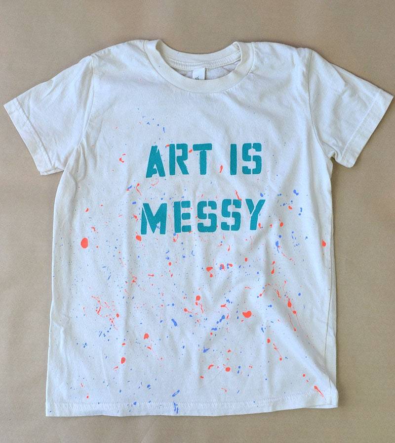 Art Is Messy Kinder T-Shirt - 100% Baumwolle, Handgefärbt, Siebdruck, Unisex Artsy/Hipster von ArtBarShop