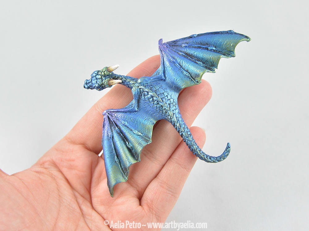 Drachen Haarspange Aurora Borealis - Blau, Grün Und Lila Drache Auf Lager Sofort Lieferbar von ArtByAelia