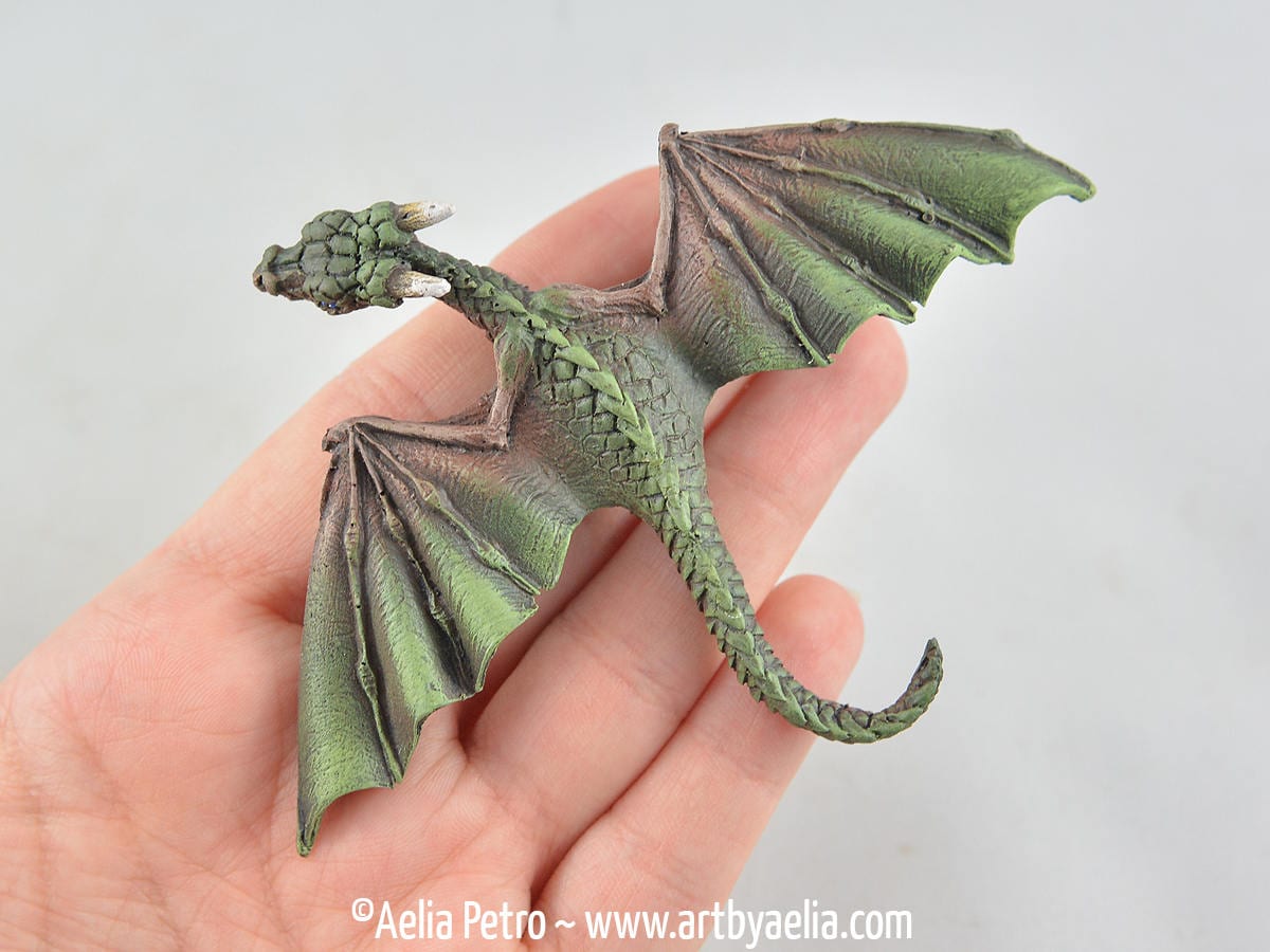 Drachen-Haarspange - Erd-Elementar-Drache Grüner Und Brauner Erd-Drache Auf Lager Sofort Versandfertig von ArtByAelia