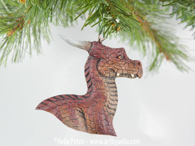 Drachenkopf Halskette - Warm Umber Dragon Auf Lager Und Sofort Lieferbar von ArtByAelia