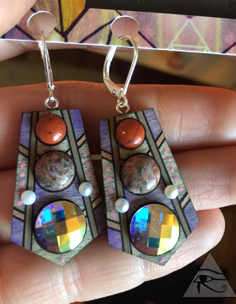 Kristall & Jade Handgefertigte Ohrringe von ArtByHollyPawson