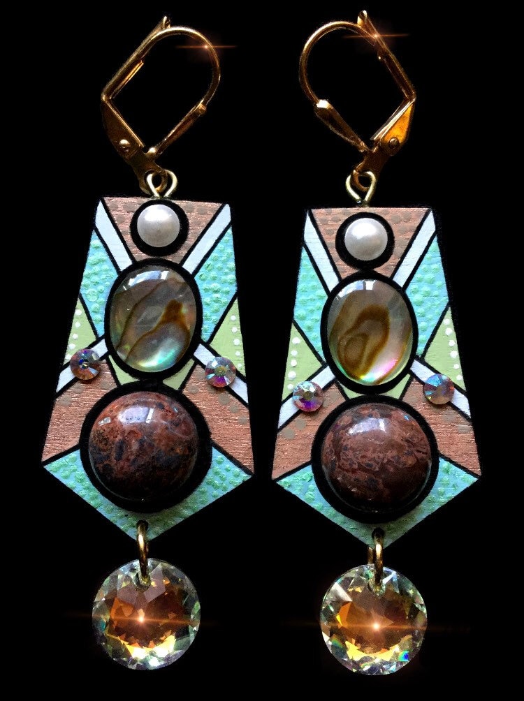 Shell, Kristall Und Jaspis Ohrringe Shell, Kristall Und Jaspis Ohrringe von ArtByHollyPawson