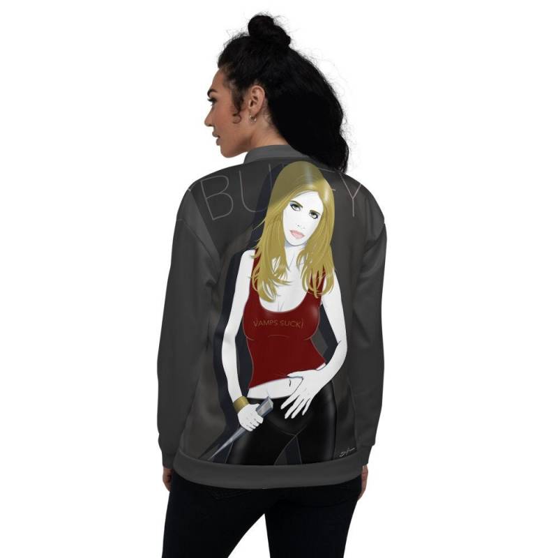 Sarah Michelle Gellar - Promi Porträt Patrick Nagel Style Art Unisex Bomberjacke Tragbare Jacke Valentinstagsgeschenk von ArtBySantiano