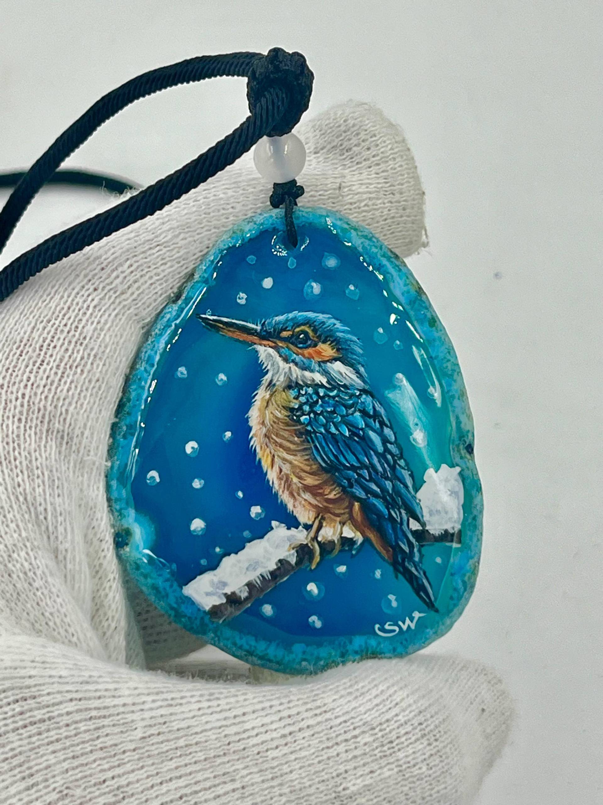 Einzigartige Anhänger /Der Eisvogel/Achat/Hand Bemalt Juwelen Und Tragbare Kunst /Natur Schmuck Einzigartige Anhänger /Der Eisvogel/Achat/Hand Bemalt Juwelen Und Tragbare Kunst /Natur Schmuck von ArtBySophiewang