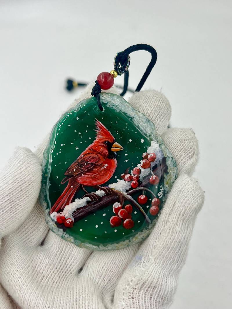 Einzigartige Anhänger /Der Vogel/Achat/Hand Bemalt von ArtBySophiewang