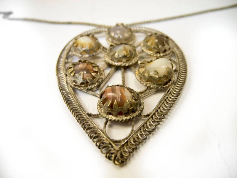 Vintage Schmuck Anhänger Halskette Steine Herz Udssr von ArtCreativeVintage