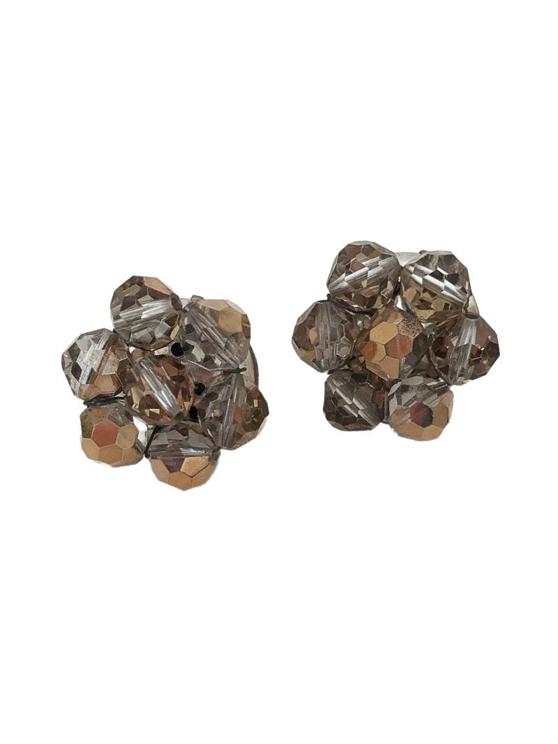 Vintage Gold Facettierte Kunststoff Perle Cluster Ohrringe Clip Auf von ArtDecoDame