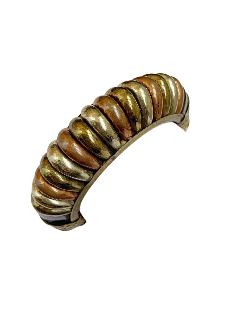 Vintage Indien Klapp Mixed Metals Armreif Armband Mit Pin Lock von ArtDecoDame