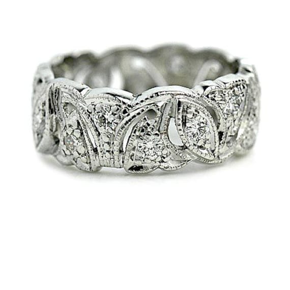 Vintage Eternity Trauring 1.20Ctw in Platin Größe 17mm von ArtDecoDiamonds