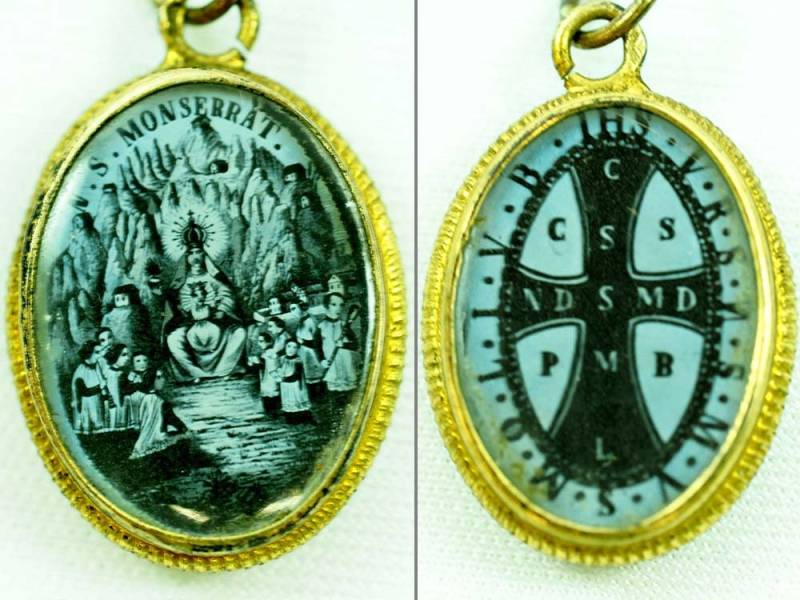 19 Century Miniatur Silber Emaille Religiöser Anhänger-Circa 1870 von ArtDecoGalaxy