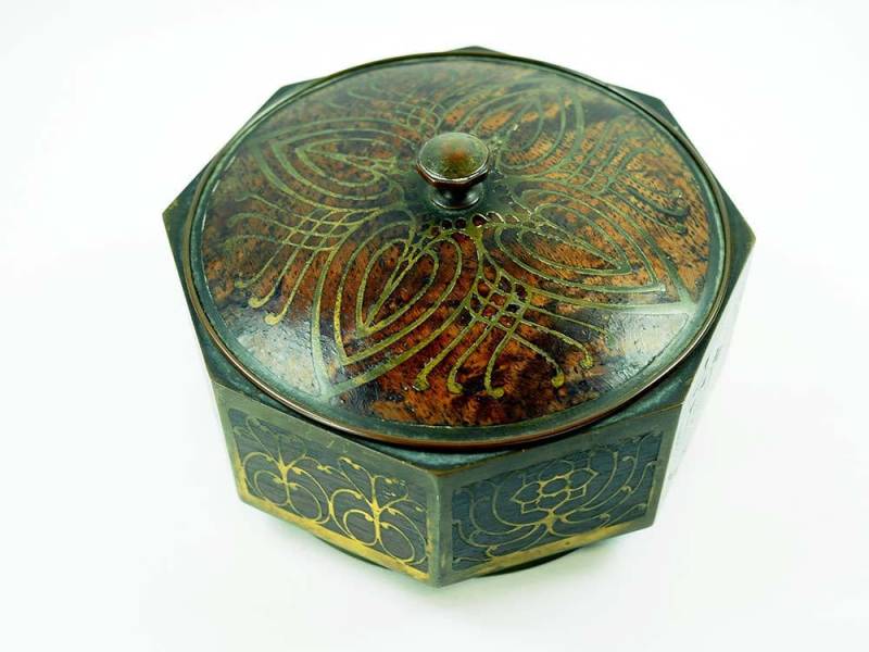 Erhard & Söhne Jugendstil Intarsien Dose von ArtDecoGalaxy
