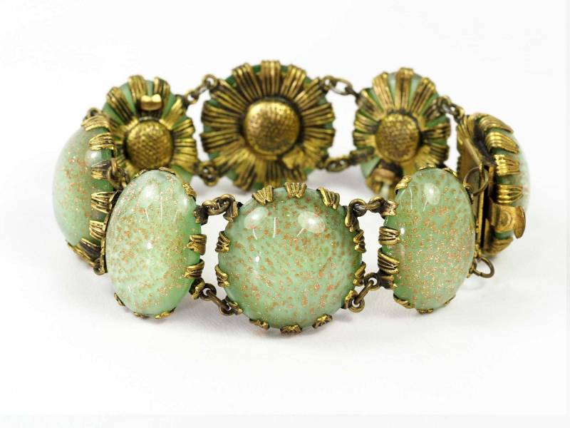 Mid Century Opal Grün Aventurin Armband-Circa 1960Er Jahre von ArtDecoGalaxy