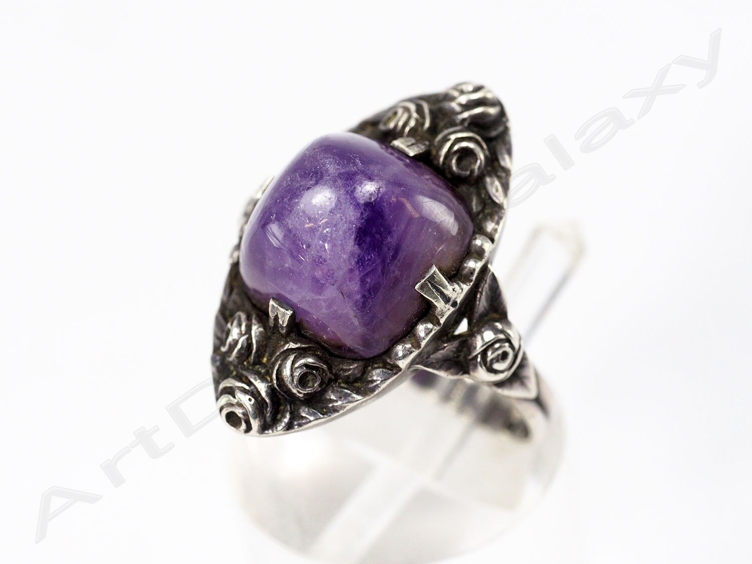 Wiener Secession Silber Amethyst Ring Um 1900 von ArtDecoGalaxy