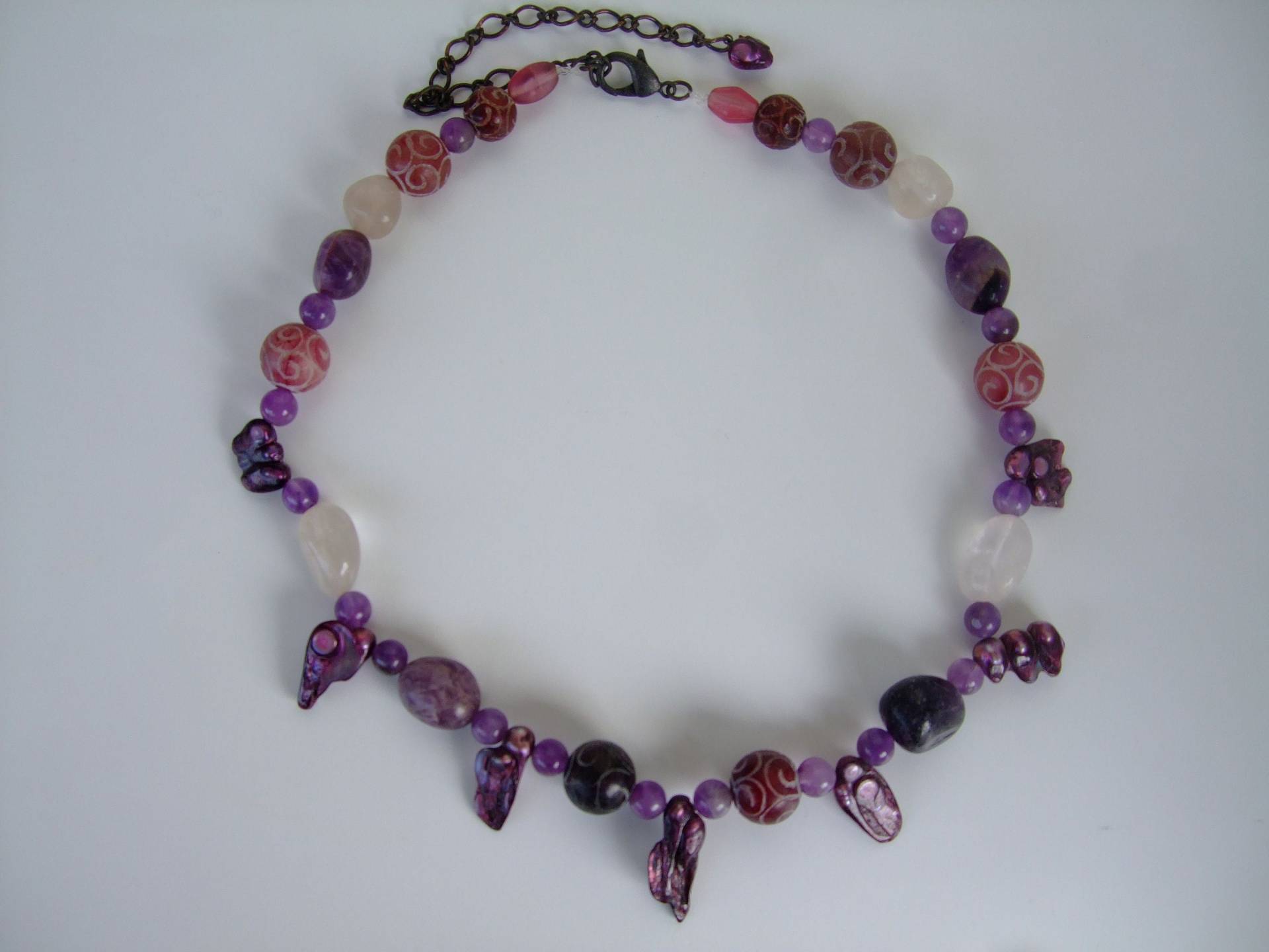 Amethyst Perlmut Glasperlen Kette Edel von ArtDesignBySu