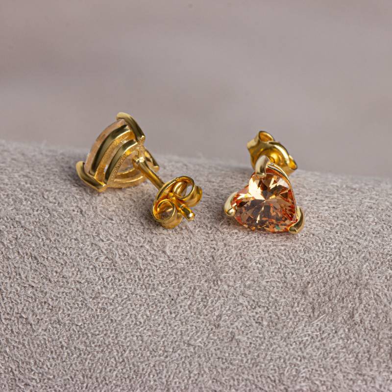 14K Solid Gold Citrin Herz Ohrstecker, November Birthstone Schmuck von ArtDiamonds