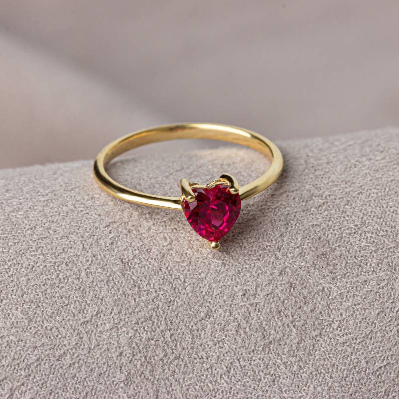 Herz Rubin Ring, Juli Birthstone Schmuck, 14K 10K 8K Massivgold von ArtDiamonds