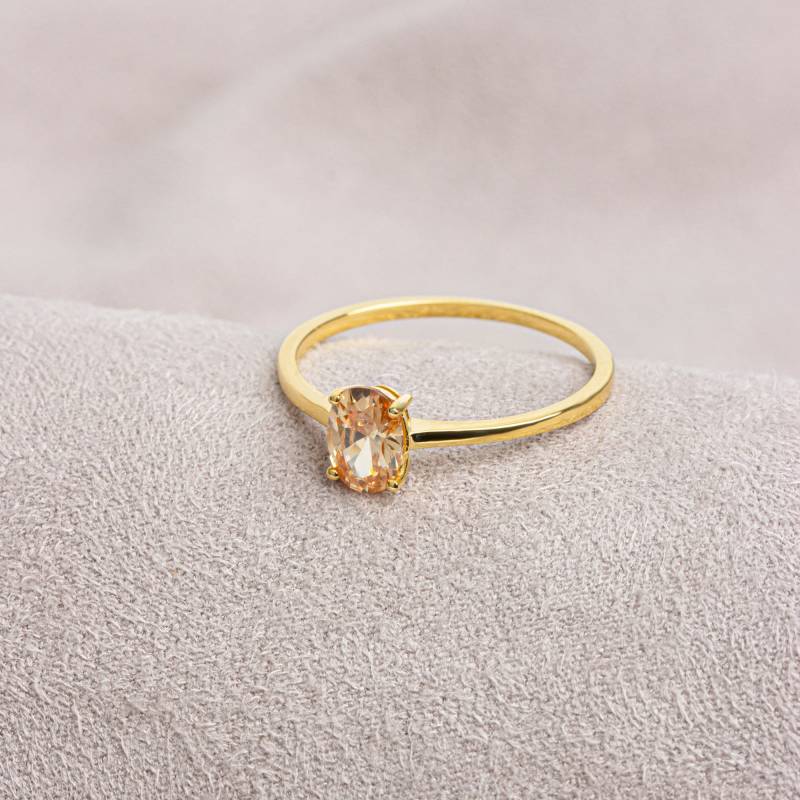 Oval Cut Citrin Ring 14K Solid Gold, November Birthstone Schmuck, Perfektes Geschenk Für Muttertag - Freundin Frau von ArtDiamonds