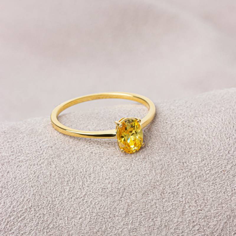 Oval Cut Gelber Topas 14K Solid Gold Ring, Minimalist November Birthstone Frauen Schmuck, Perfektes Geschenk Für Muttertag - Freundin Frau von ArtDiamonds