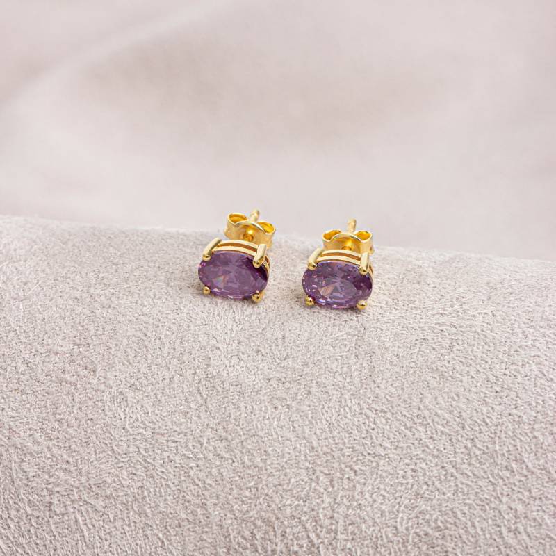 Oval Amethyst Ohrstecker, 14K Solid Gold Februar Geburtsstein von ArtDiamonds