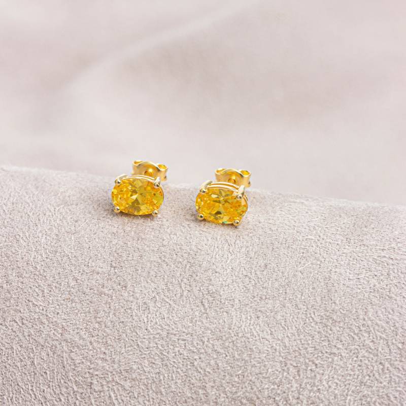 Oval Geschnittener Gelber Topasohrring 14K Solid Gold, November Birthstone Schmuck, Perfektes Geschenk Für Muttertag - Freundin Frau von ArtDiamonds