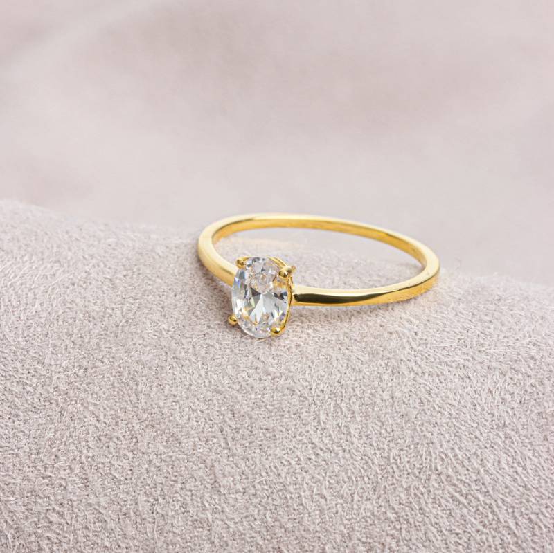 Ovaler Weißer Topas 14K Goldring, April Geburtsstein Ring, Perfektes Geschenk Für Muttertag - Freundin Frau von ArtDiamonds