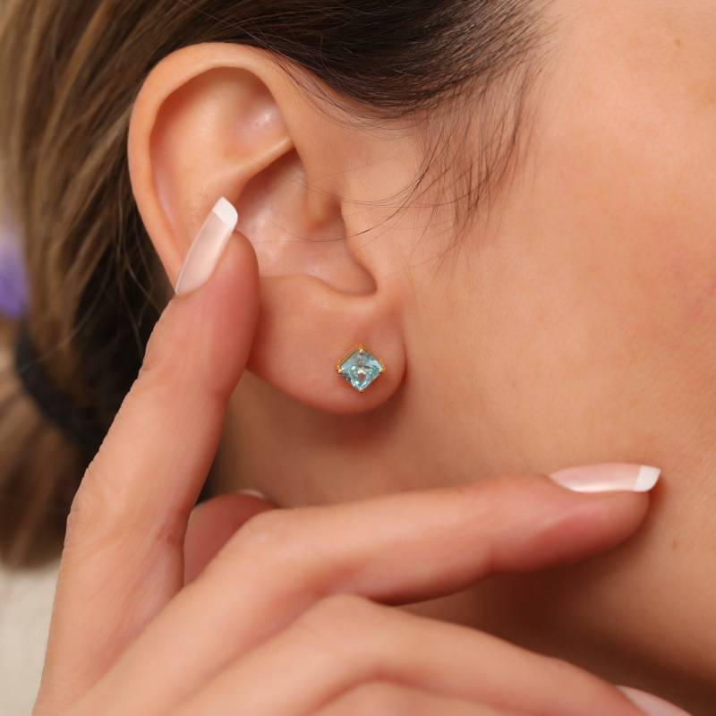 Platz Aquamarin Ohrstecker, 14K Solid Gold, März Birthstone Schmuck von ArtDiamonds