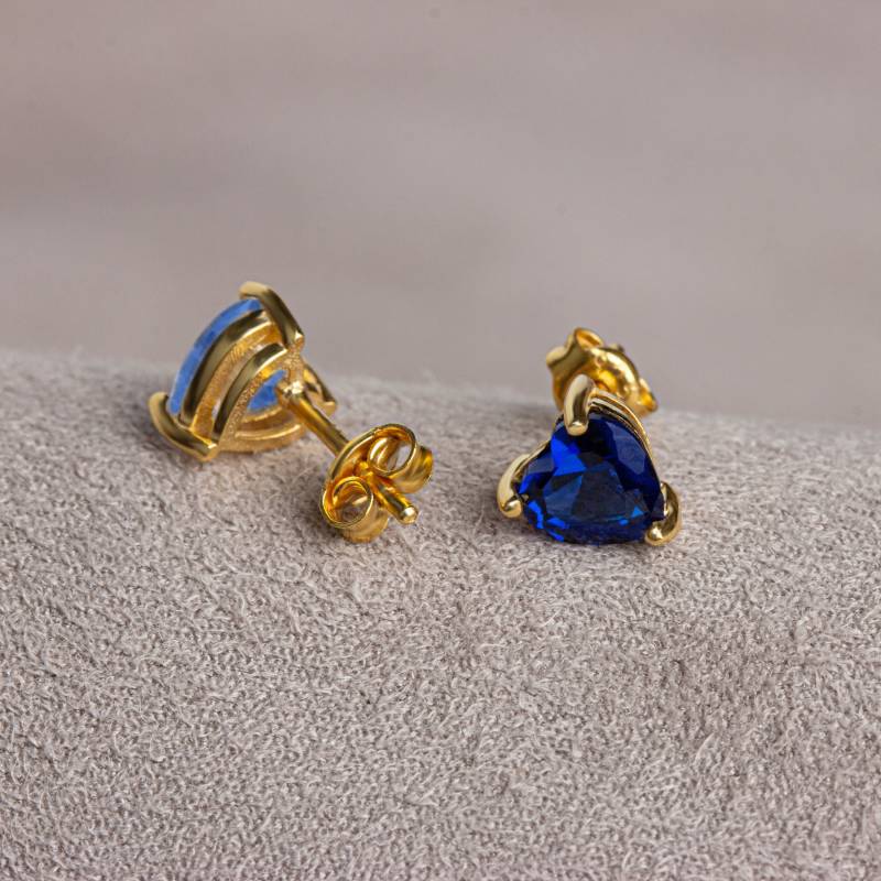 Saphir Herz Ohrringe 14K Solid Gold, September Birthstone Schmuck, Perfektes Geschenk Für Muttertag - Freundin Frau von ArtDiamonds