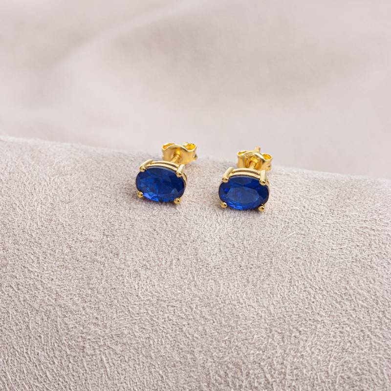 Saphir Ohrring Im Ovalschliff 14K Massivgold, September Geburtsstein Schmuck, Perfektes Geschenk Für Muttertag - Freundin Frau von ArtDiamonds