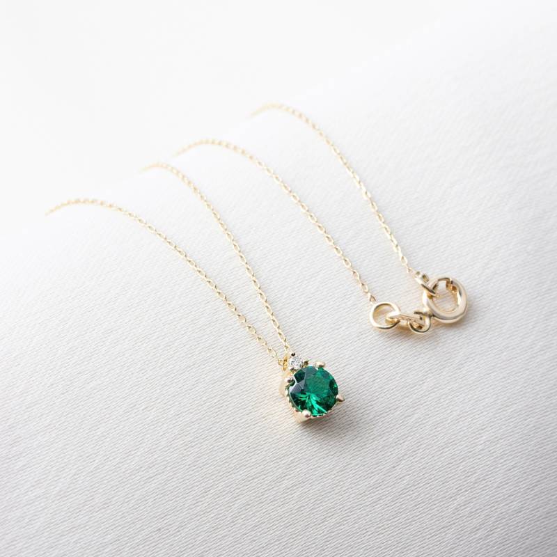 Smaragd Diamant Halskette 14K Gold, Mai Birthstone Schmuck, Perfektes Geschenk Für Muttertag - Freundin Frau von ArtDiamonds