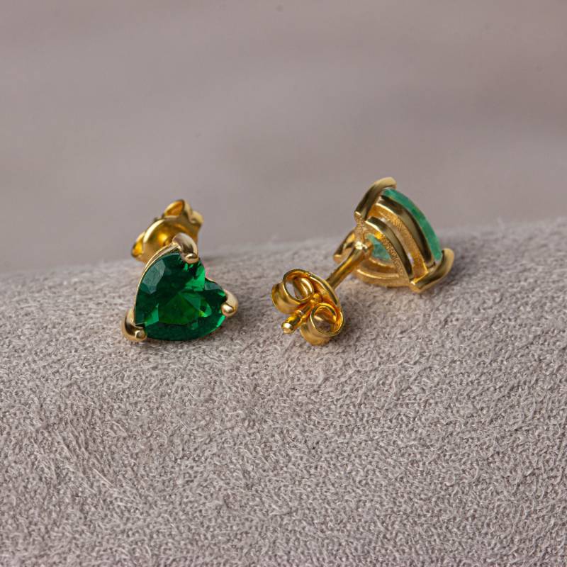 Smaragd Herz Ohrringe 14K Solid Gold, Mai Birtstone Ohrringe, Perfektes Geschenk Für Muttertag - Freundin Frau von ArtDiamonds