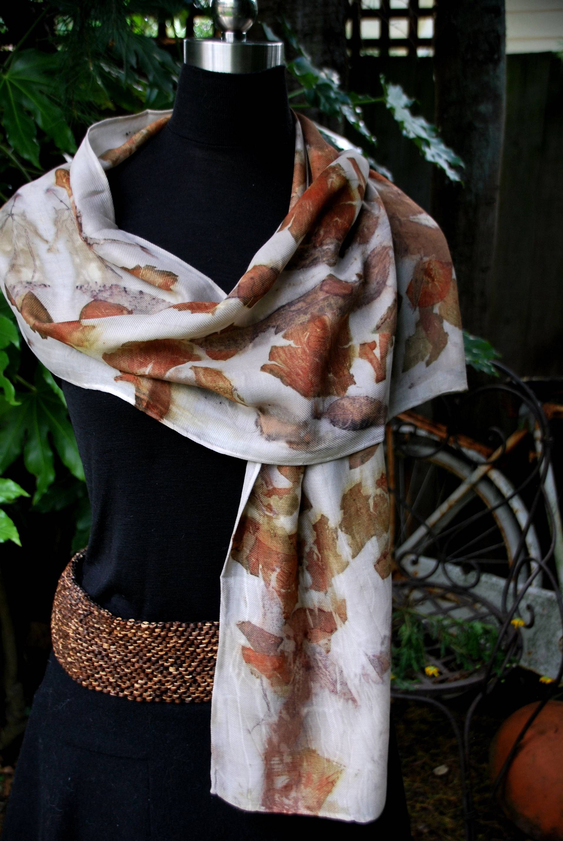 Merino Und Seide Mischung Schal. Eco-Gedruckt von ArtFibreDesigNZ