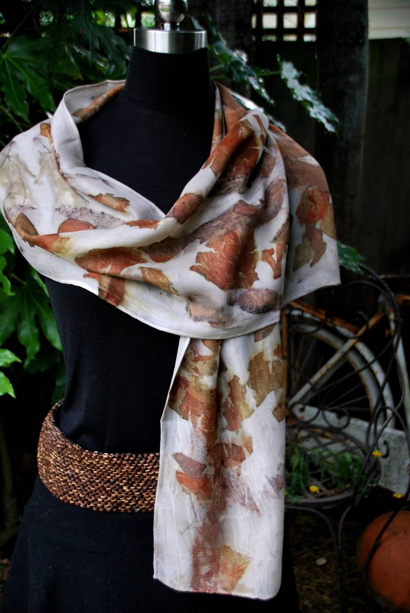 Merino Und Seide Mischung Schal. Eco-Gedruckt von ArtFibreDesigNZ