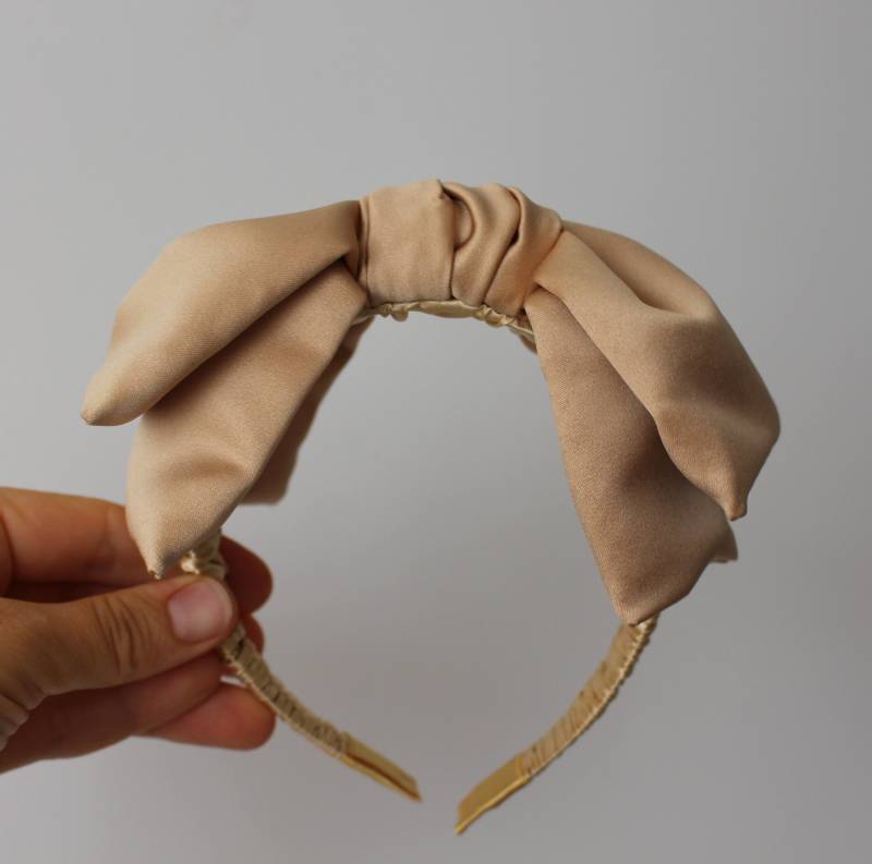 Gold Haarband, Satin Haarband Schleife, Party Hochzeit Stirnband, Mädchen Frauen Erwachsene Stirnband, Damen Stirnband, Große Schleife Haarband von ArtFlowerSilk