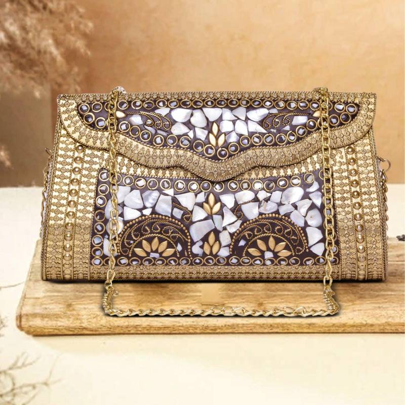 Artflyck Metallic Pebble Premium Gold Rechteckige Abendbox Clutch Casual Party Perfekt Als Geschenk von ArtFlyck