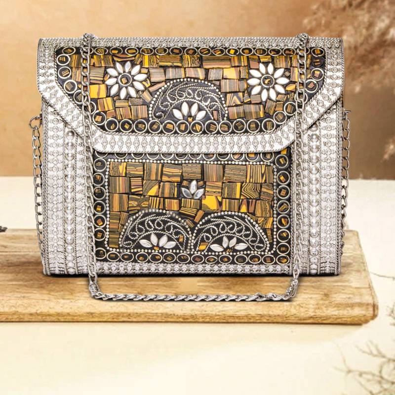 Artflyck Silber Premium Metallic Abend Box Clutch Casual Party Perfekt Als Geschenk von ArtFlyck