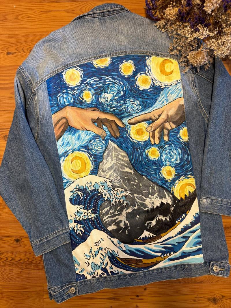 Handbemalte Jeansjacke, Einzigartige Umweltfreundliche Mode Individuell Bemalte Jacke, Personalisierte Handgefertigte Jacke Geschenk Für Ihre Handbemalte Jeansjacke, Einzigartige Umweltfreundliche Mode Individuell Bemalte Jacke, Personalisierte Handgefertigte Jacke Geschenk Für Ihre von ArtFromVio