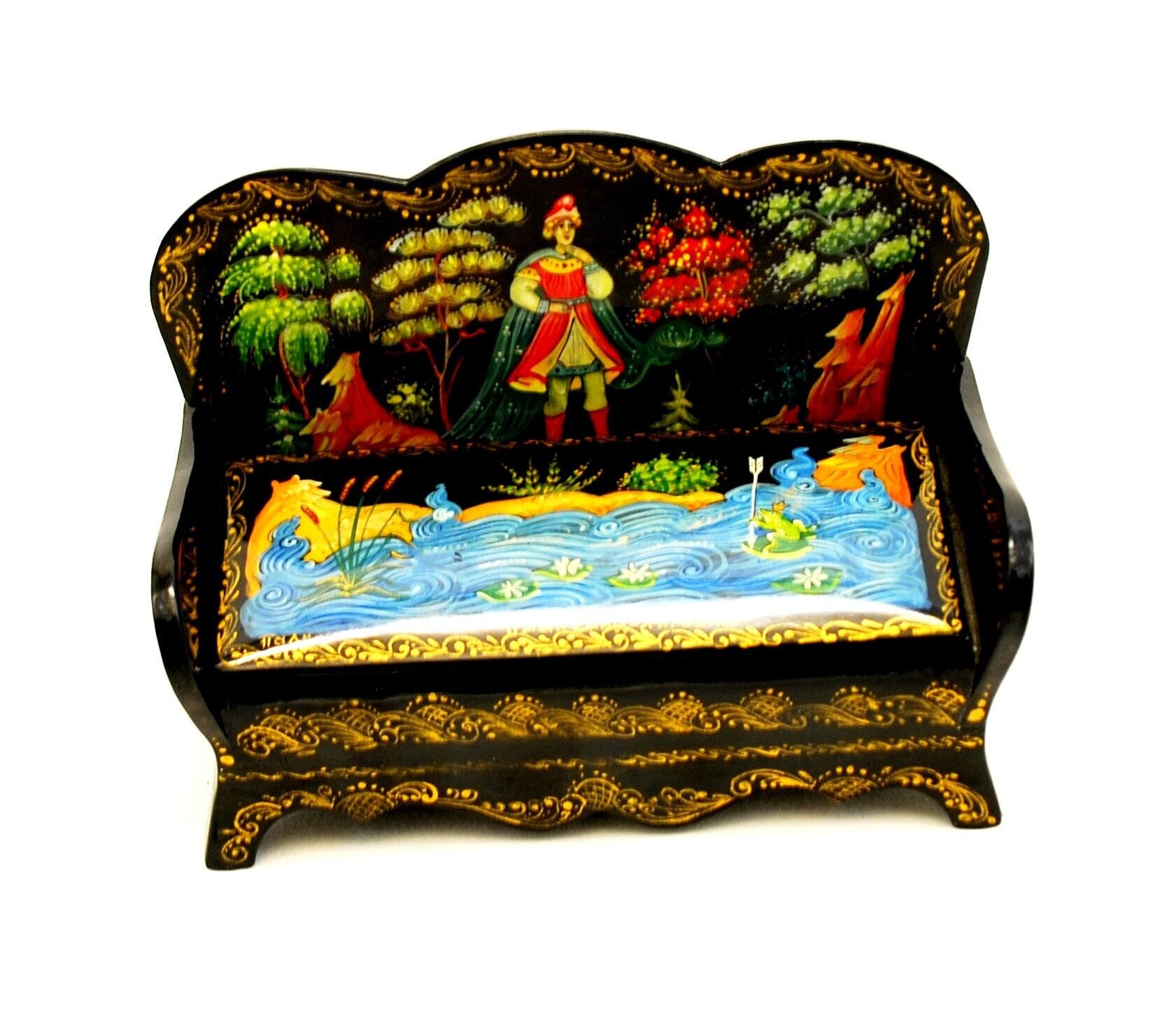 Lacguer-Box/Kunststil Miniatur Motiv Des Märchens Prinzessin Frosch Für Wohndekoration Handgefertigt Sammlerstück Ölfarbe Kunst Lacguer-Box/Kunststil Miniatur Motiv Des Märchens Prinzessin Frosch Für Wohndekoration Handgefertigt Sammlerstück Ölfarbe Kunst von ArtGIV