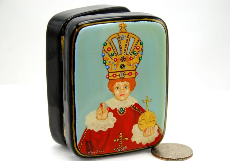 Lack Box/Kopie Des Jesuskindes Yezulatko Miniatur 24K Goldfarbe Hausdekor Handgemalt Ölfarbe Geschenk von ArtGIV