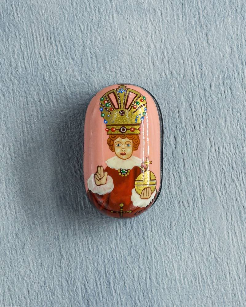 Lackkästchen Kunststil/Kopie Des Gemäldes Jesuskind-Yezulatko Miniaturmalerei Jugendstil Für Wohndekor 24 K Goldfarbe Öl von ArtGIV