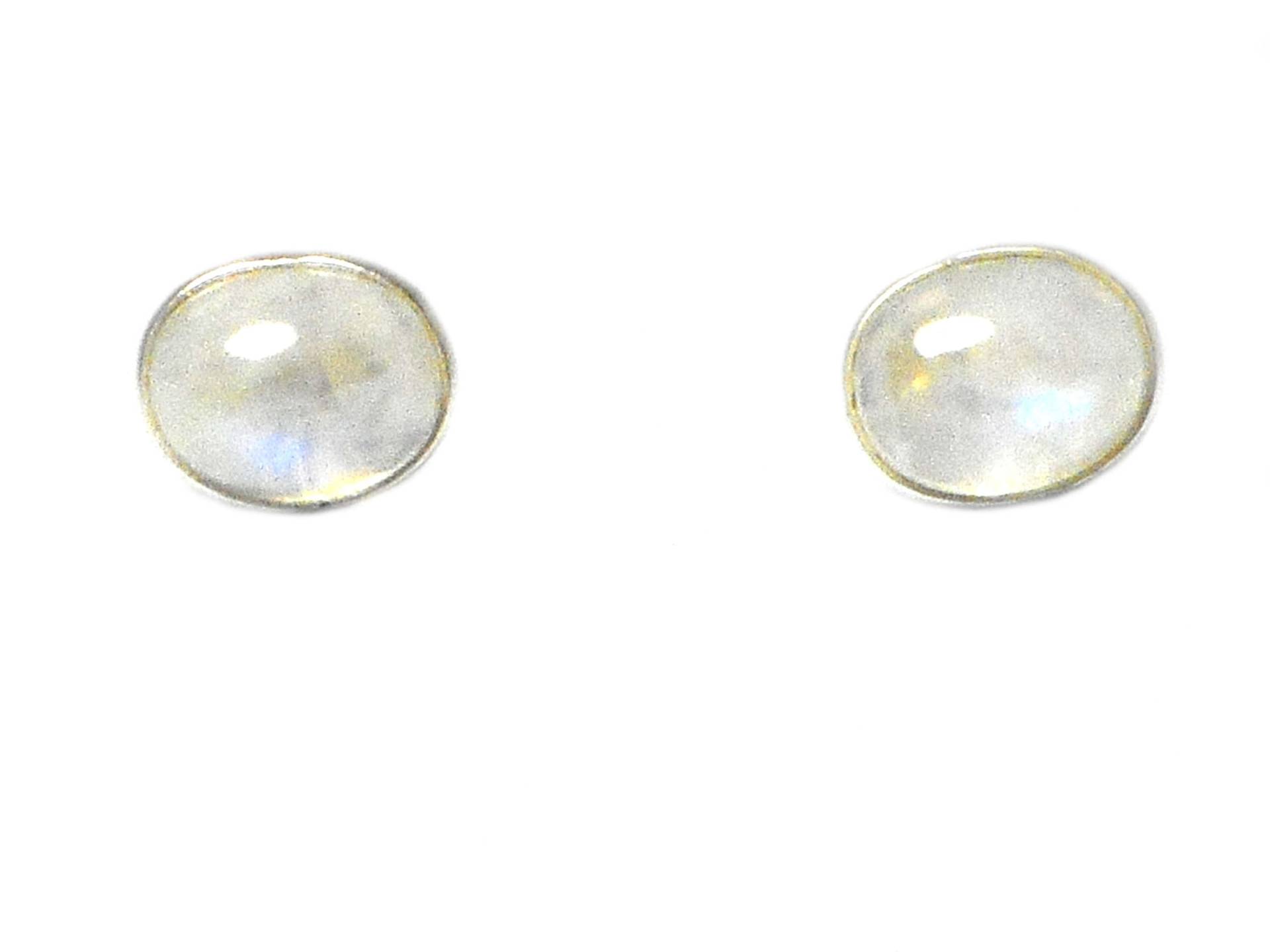 Feurige Oval Mondstein Form Sterling Silber Ohrstecker 925 - 8 X 10 Mm von ArtGeckoJewellery