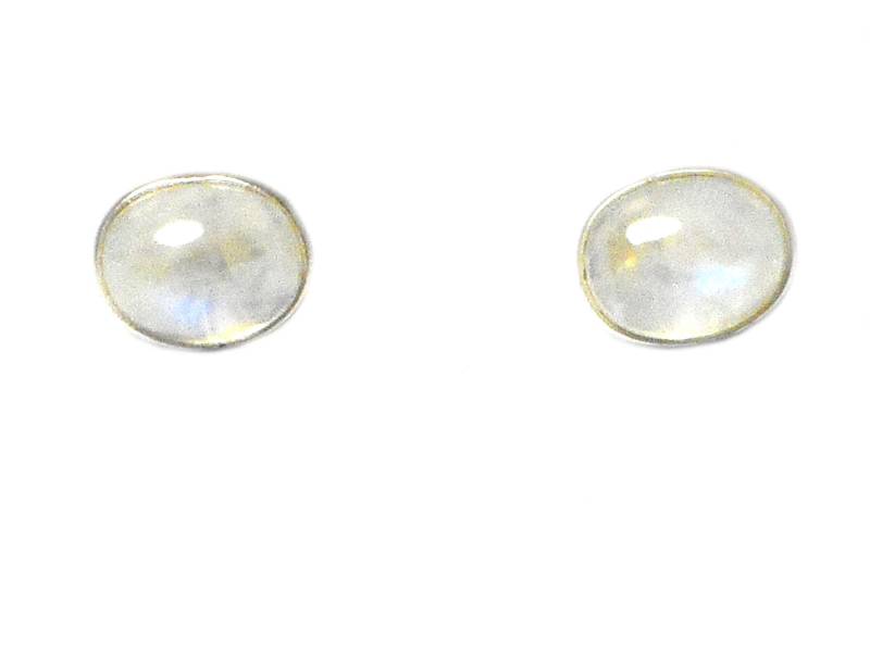 Feurige Oval Mondstein Form Sterling Silber Ohrstecker 925 - 8 X 10 Mm von ArtGeckoJewellery