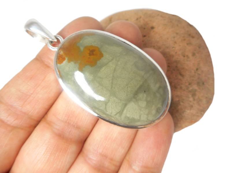 Großer Landschafts-Jaspis Sterling Silber Edelstein 925 Anhänger von ArtGeckoJewellery