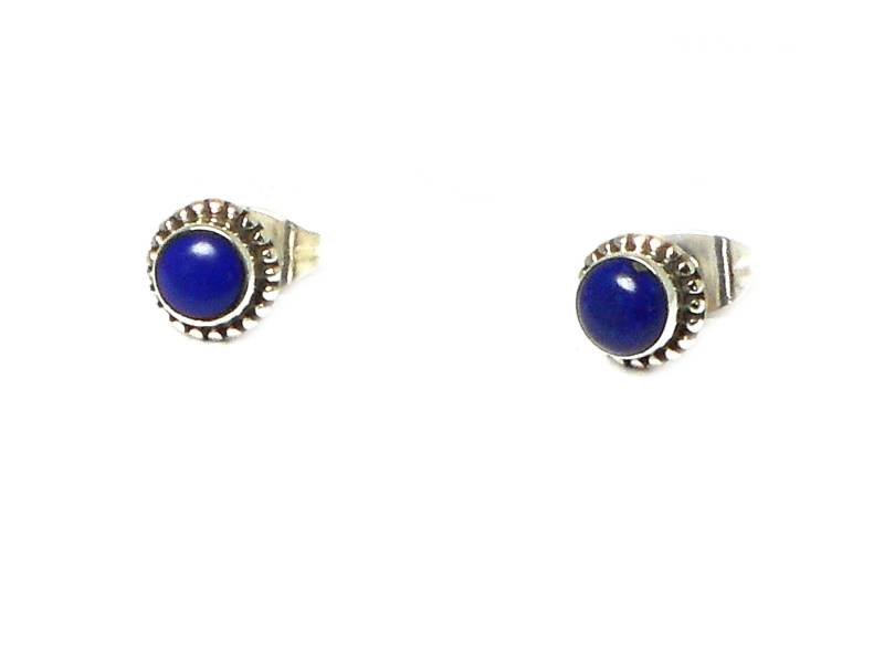 Runde Blaue Lapislazuli Sterling Silber Ohrstecker 925 von ArtGeckoJewellery